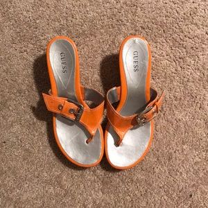 Orange guess wedge shoes . Size 8
